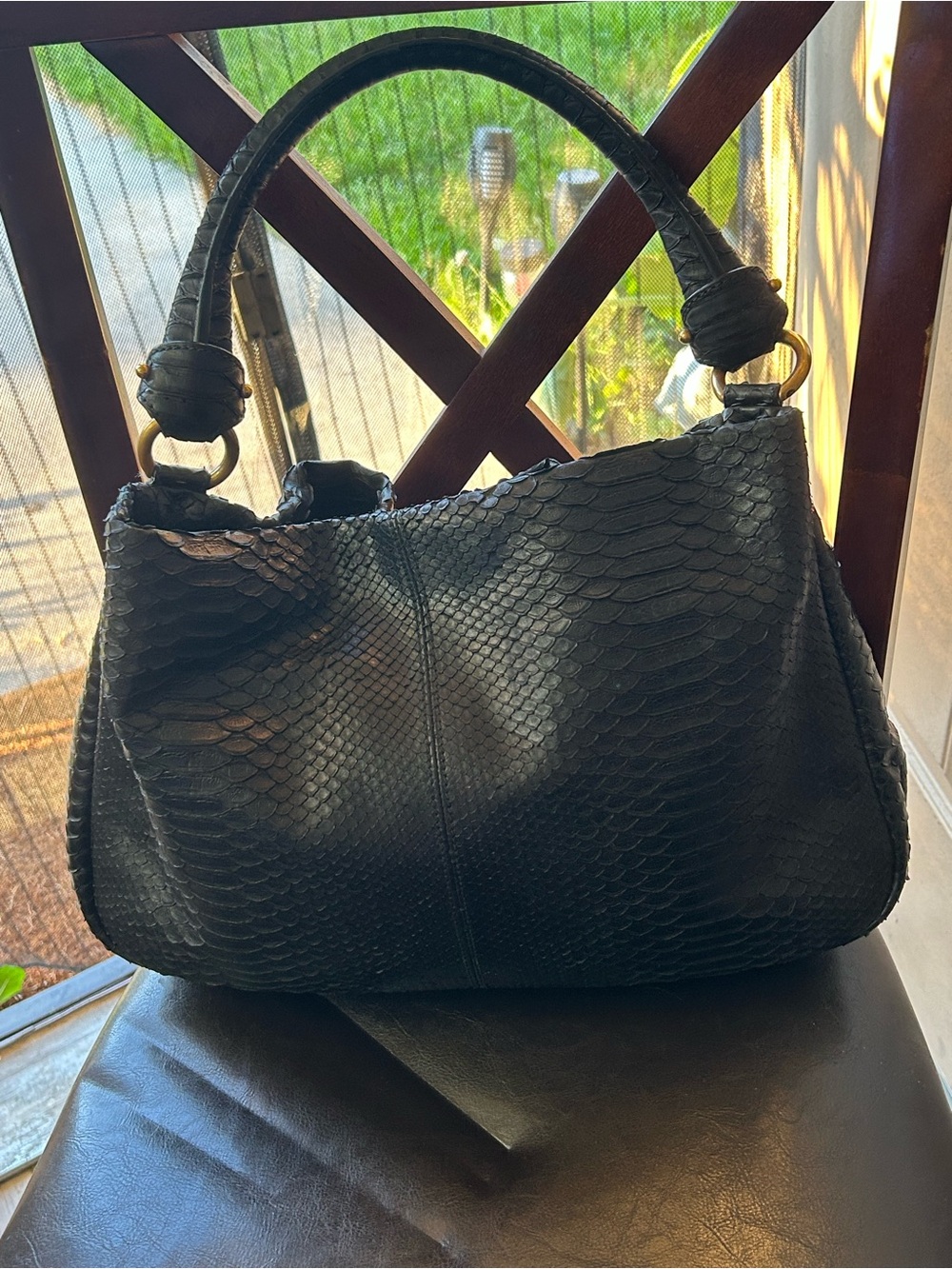 Salvatore Ferragamo Black Genuine Python Miss Vara Bow Hobo Bag - Picture 2 of 16